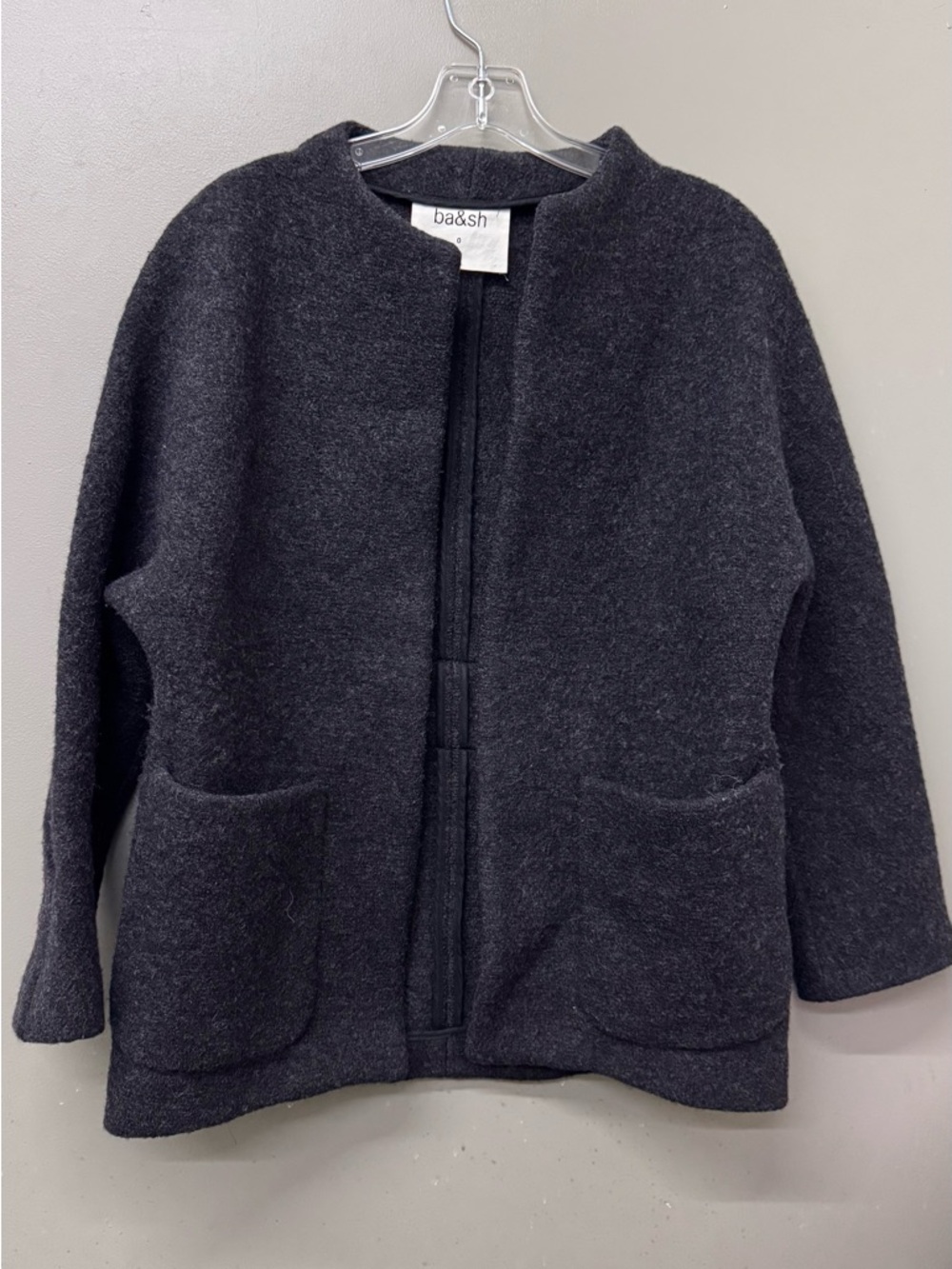 Ba&sh Gray Wool Lady Coat Womens Size 0 Mid-Length Tailored Winter Jacket